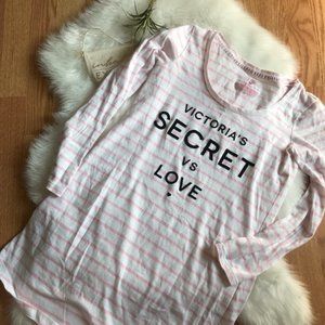 Victoria's Secret Pink & White Striped PJ Shirt